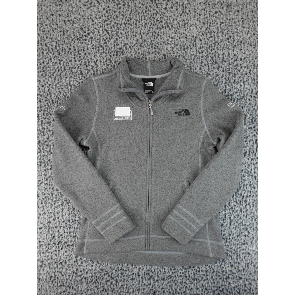 The North Face Agave Full Zip Fleece‎ Jacket Womens Medium Gray Corporate Logo